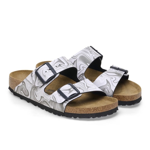 Birkenstock Shoes - Birkenstock Women’s Arizona Birko-Flor Marbletwirl Black/White Size US 9